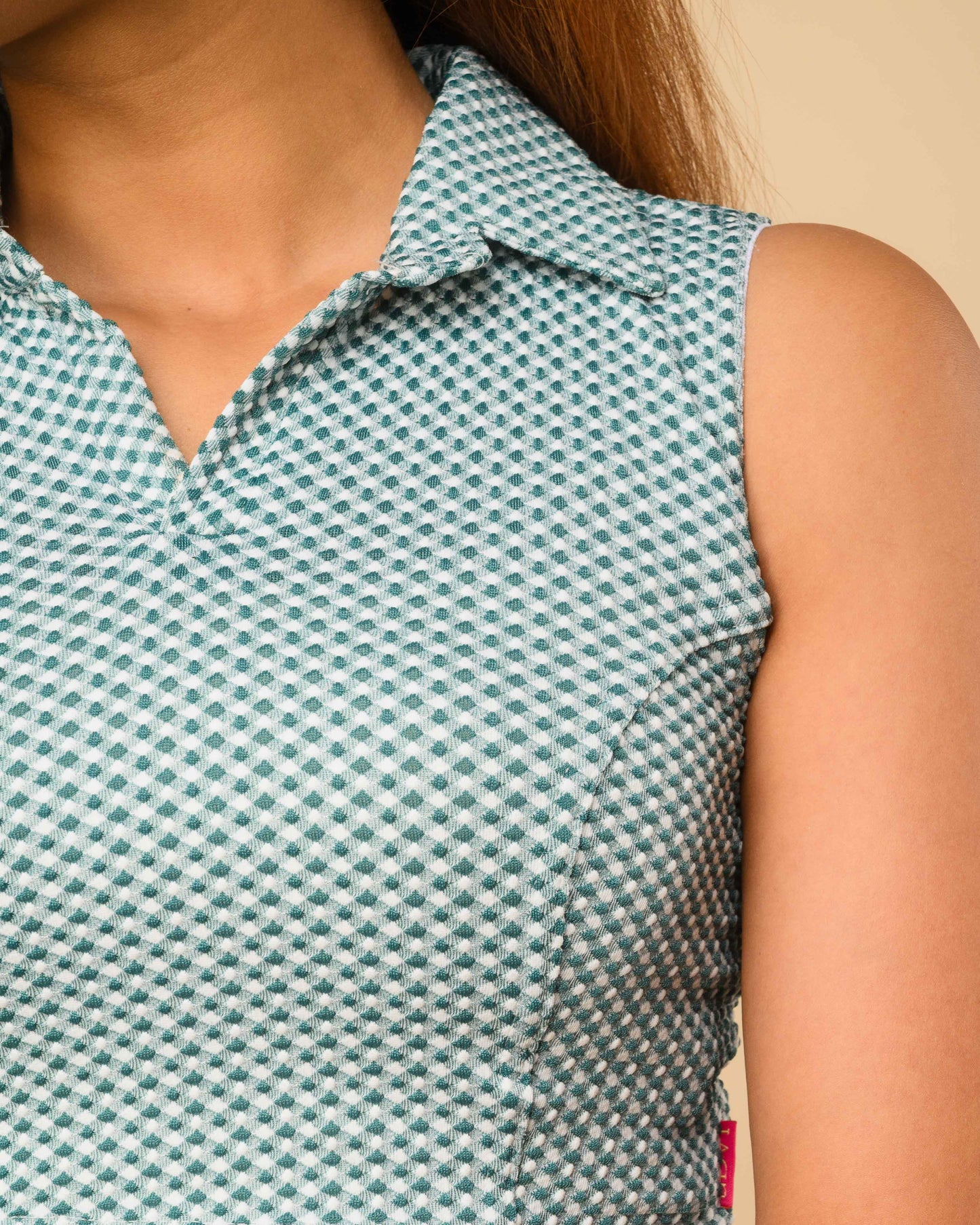 Daftar Peacock Gingham Sleeveless Stretchable Saree Blouse Advi