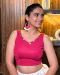 Pankhida Rani Festive Sleeveless Stretchable Blouse with Cowri & Mirror Work
