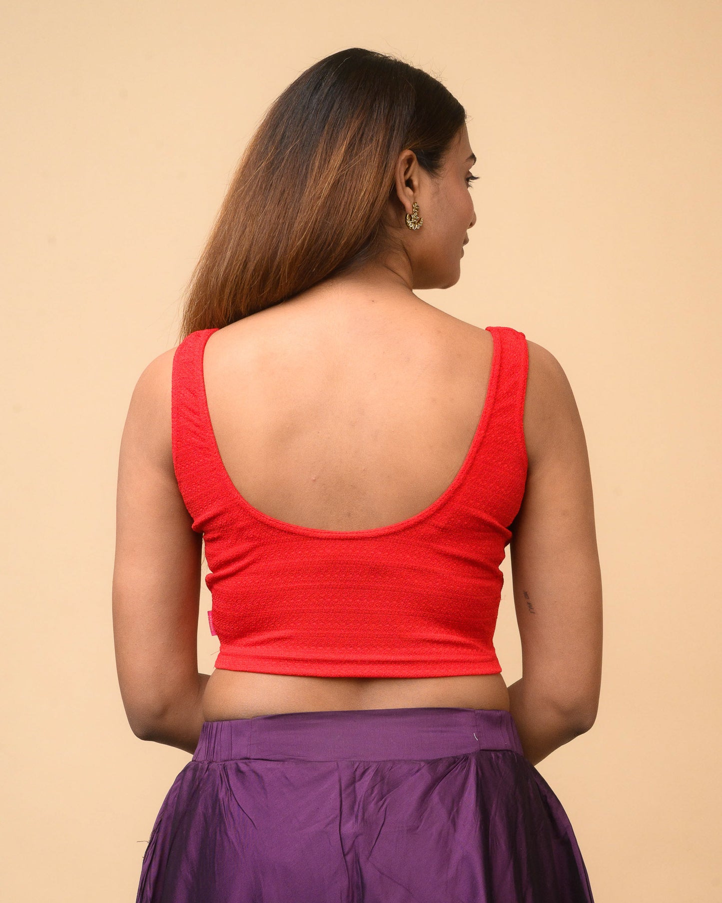 Susheela Red Sleeveless Blouse with Pads