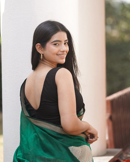 Sumti Black V-Neck Sleeveless Blouse with Removable Pads