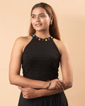 Gauri Black Cowrie Halter Neck Stretchable Blouse