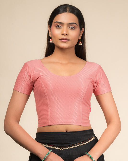 Self Design Texture Cotton Dobby Stretchable Slip On Blouse