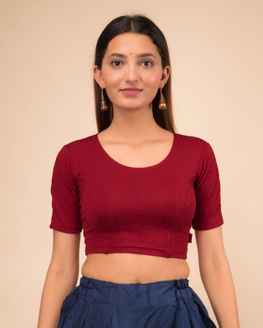 Banno Intricate Buti Embroidery Stretchable Slip On Blouse