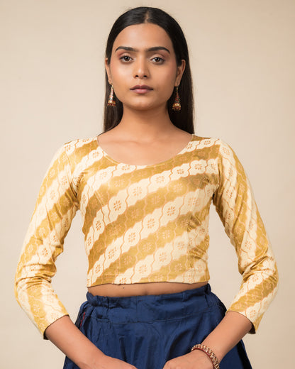 Shillong Winter Multicolour Persian Jaal Long Sleeve Stretchable Saree Blouse