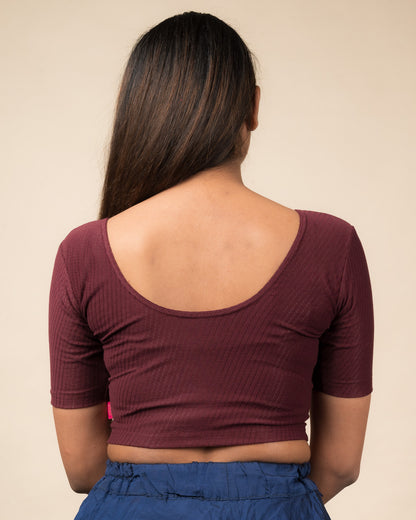 Bina Cotton Dobby with Front opening Buttons Stretchable Slip on Blouse