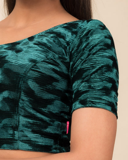 Kriti Velvet Pleated Texture Stretchable Slip On Blouse
