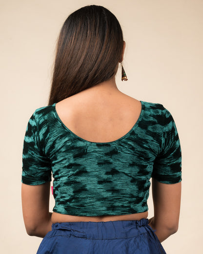 Kriti Velvet Pleated Texture Stretchable Slip On Blouse