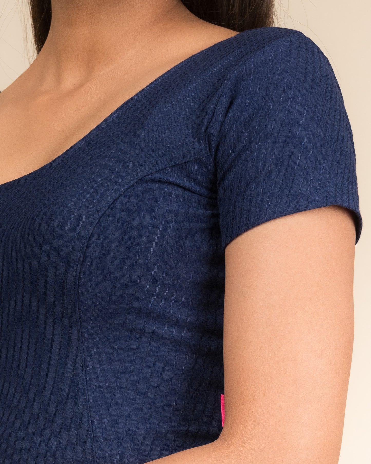 Self Design Texture Cotton Dobby Stretchable Slip On Blouse