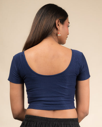 Self Design Texture Cotton Dobby Stretchable Slip On Blouse