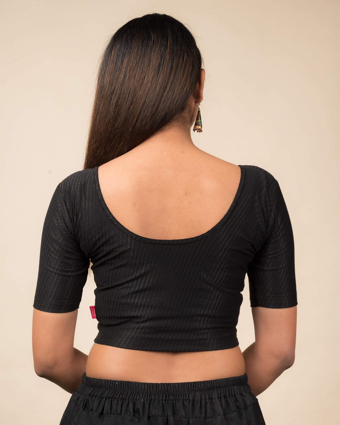 Bina Cotton Dobby with Front opening Buttons Stretchable Slip on Blouse