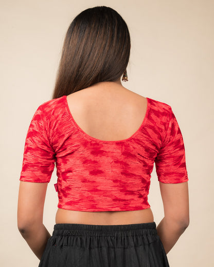Kriti Velvet Pleated Texture Stretchable Slip On Blouse