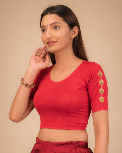 Banno Intricate Buti Embroidery Stretchable Slip On Blouse