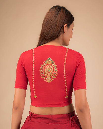 Banno Intricate Buti Embroidery Stretchable Slip On Blouse