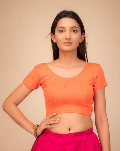Mala Classic Solid Self Design Stretchable Slip On Blouse
