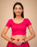 Mala Classic Solid Self Design Stretchable Slip On Blouse