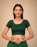 Mala Classic Solid Self Design Stretchable Slip On Blouse