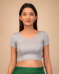 Mala Classic Solid Self Design Stretchable Slip On Blouse