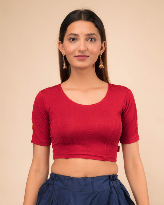 Banno Intricate Buti Embroidery Stretchable Slip On Blouse