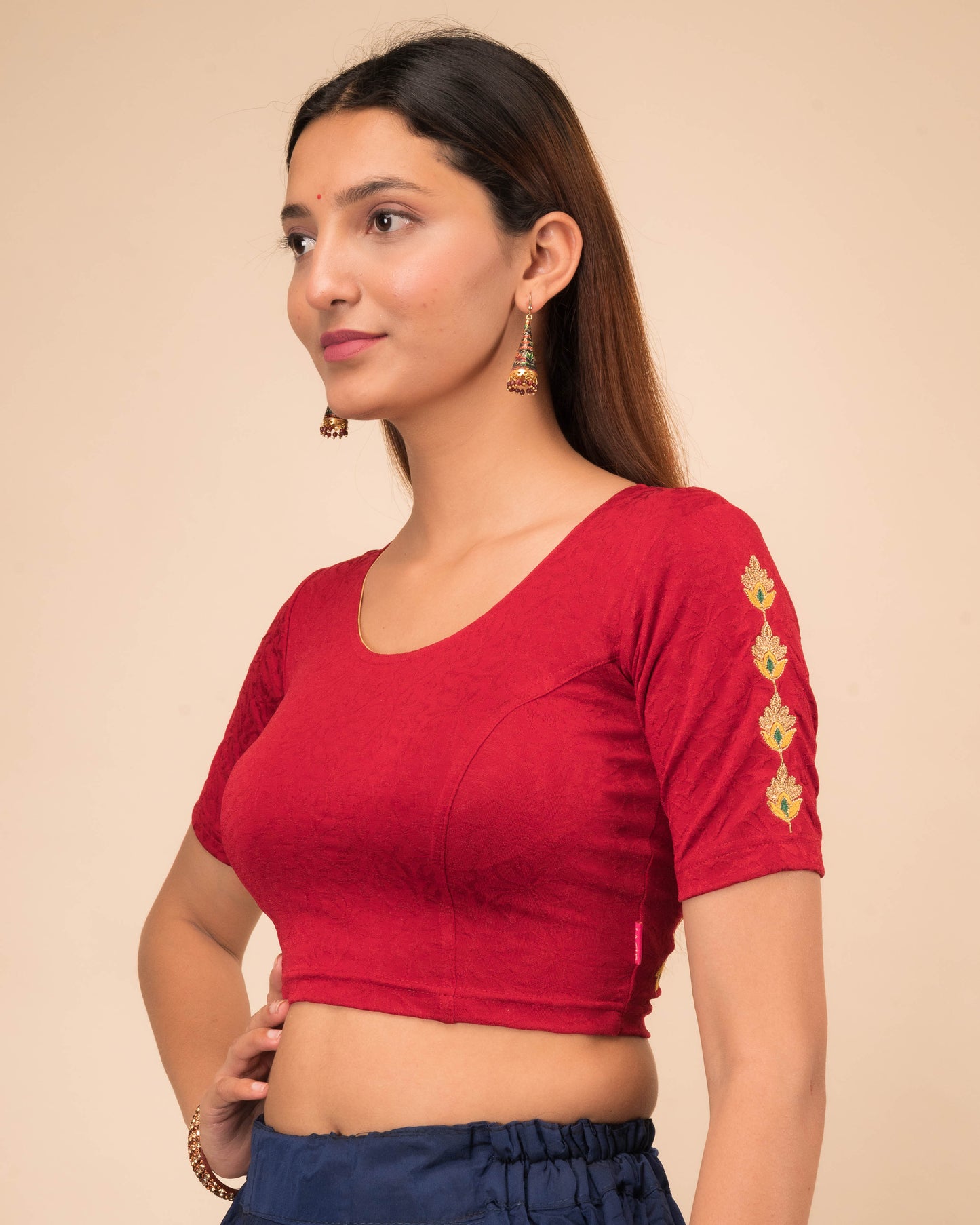Banno Intricate Buti Embroidery Stretchable Slip On Blouse