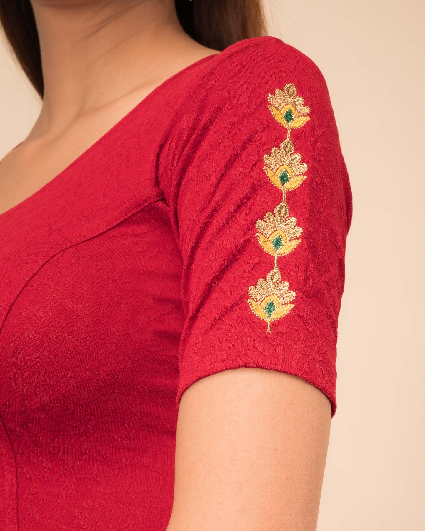Banno Intricate Buti Embroidery Stretchable Slip On Blouse