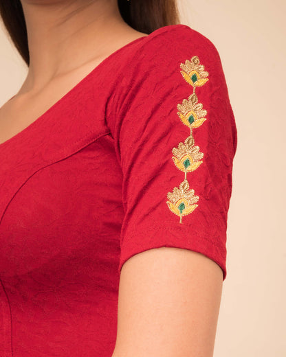 Banno Intricate Buti Embroidery Stretchable Slip On Blouse