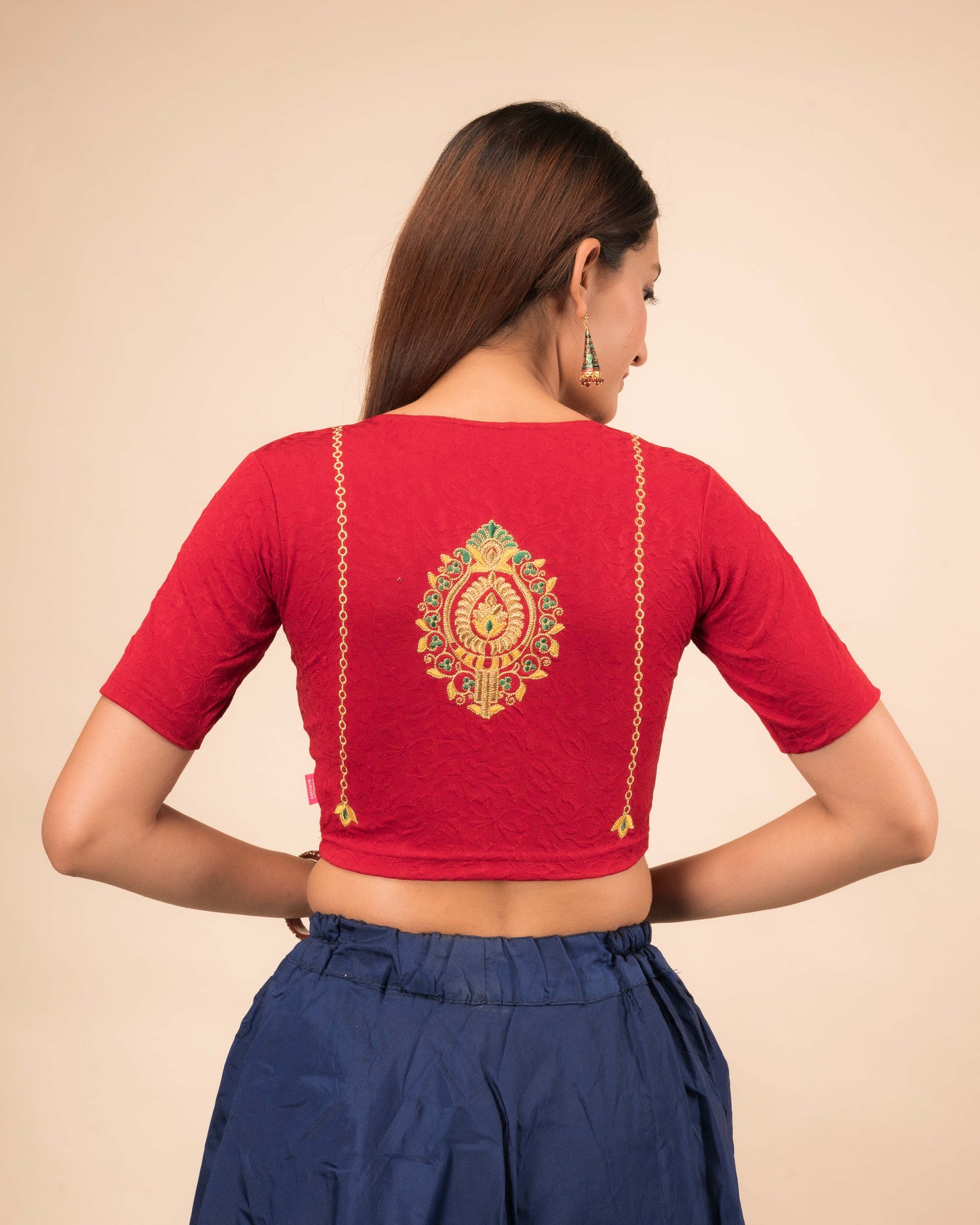 Banno Intricate Buti Embroidery Stretchable Slip On Blouse