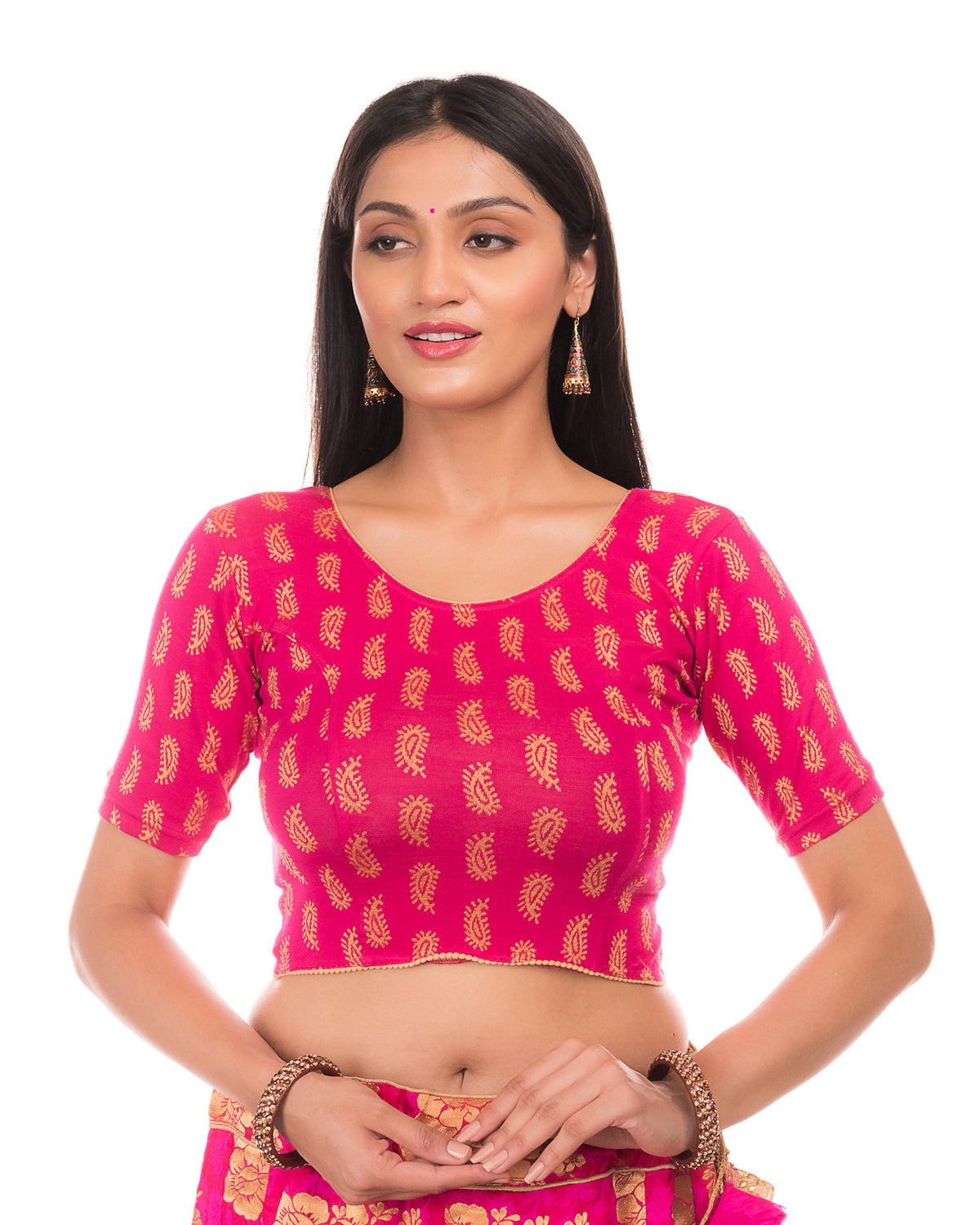 Sufi Rani Cotton with Silk Patch Stretchable Blouse