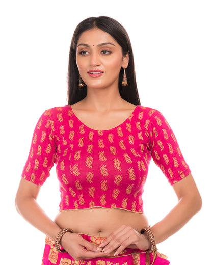 Sufi Rani Cotton with Silk Patch Stretchable Blouse