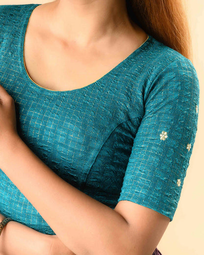 Yamini Rama Green Embroidered Back Blouse