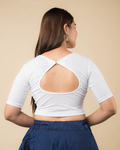 Arishta White Solid Hook Back Corset Blouse – Advi Everyday Basic