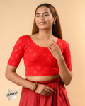 Daisy Dark Red Glitter Floral Blouse
