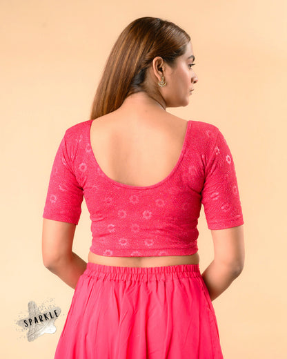 Daisy maharani stretch blouse showing the deep round back by Advi - back