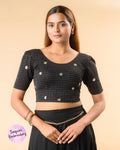 Damini Black Sequin Stripe Blouse
