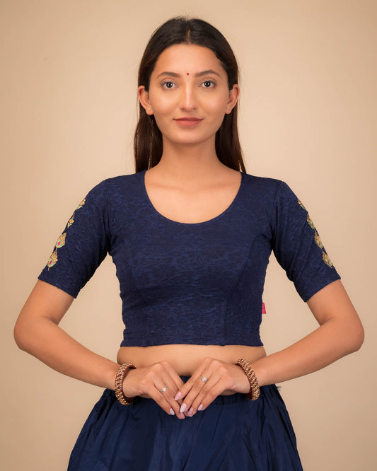 Banno Intricate Buti Embroidery Stretchable Slip On Blouse
