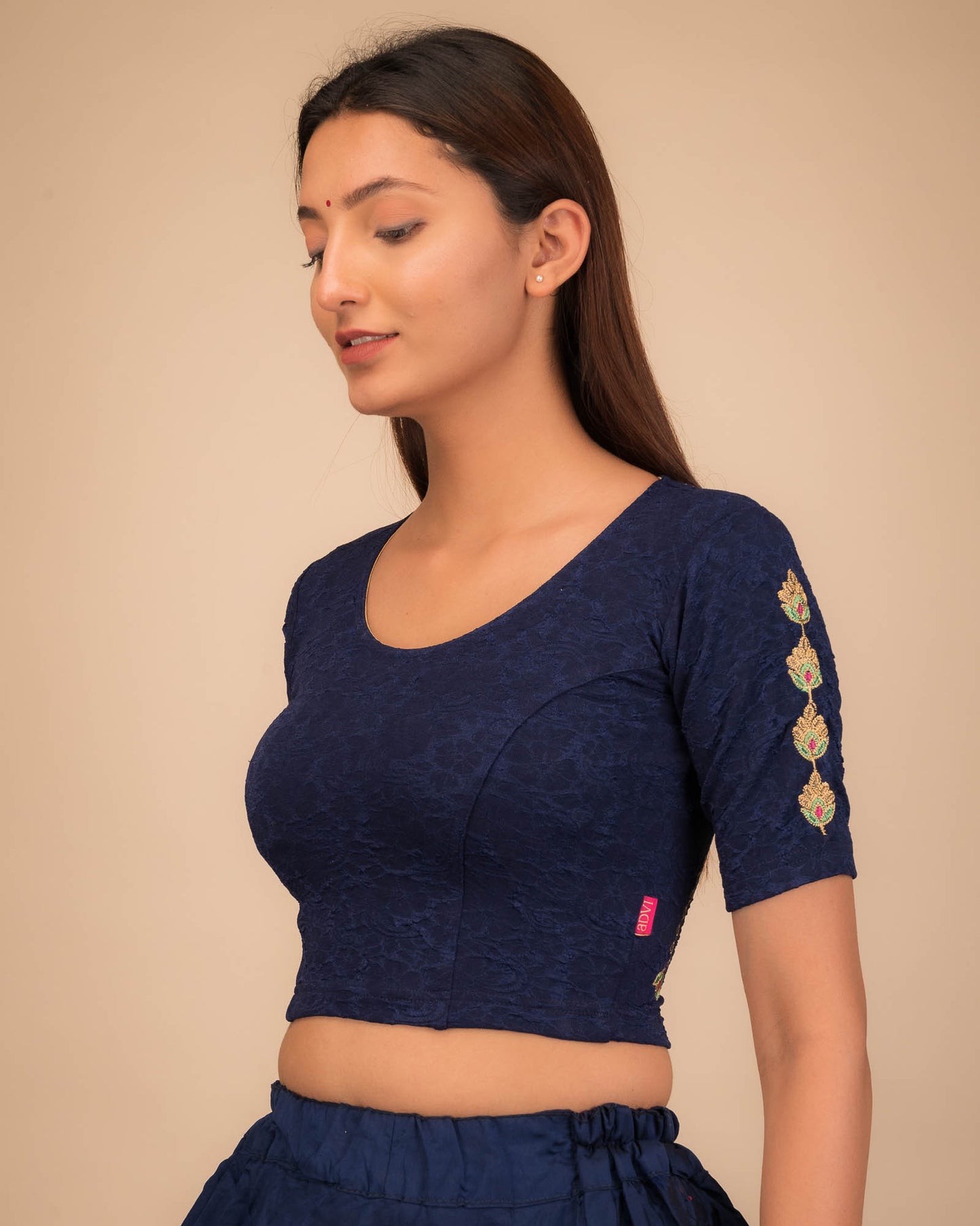 Banno Intricate Buti Embroidery Stretchable Slip On Blouse