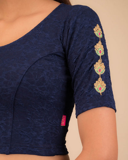 Banno Intricate Buti Embroidery Stretchable Slip On Blouse