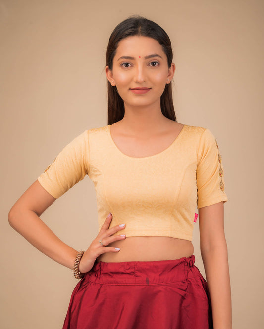 Banno Intricate Buti Embroidery Stretchable Slip On Blouse