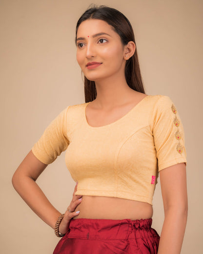 Banno Intricate Buti Embroidery Stretchable Slip On Blouse