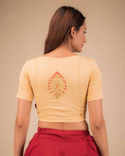 Banno Intricate Buti Embroidery Stretchable Slip On Blouse