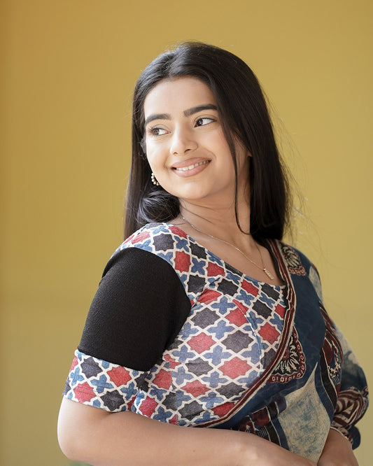 Mohar Black Ajrakh Blouse