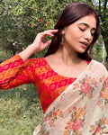 Shillong Winter Multicolour Persian Jaal Long Sleeve Stretchable Saree Blouse