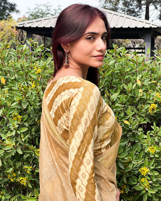 Shillong Winter Multicolour Persian Jaal Long Sleeve Stretchable Saree Blouse