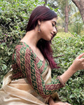 Shillong Winter Multicolour Persian Jaal Long Sleeve Stretchable Saree Blouse