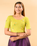 Jheeni Parrot Green Mirror Buti Blouse