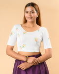 Jheeni White Mirror Buti Blouse