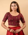 Keerti Wine Embroidered Jacquard Blouse