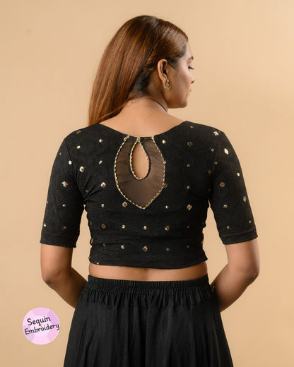 Shiromani Black Organza Back Blouse