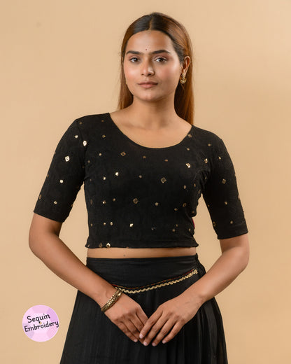 Shiromani Black Organza Back Blouse