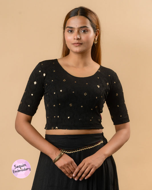 Shiromani Black Organza Back Blouse