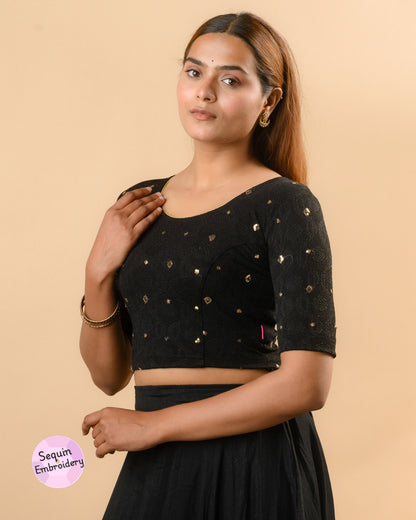 Shiromani Black Organza Back Blouse